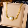 DIEYURO 316L Stainless Steel Square Large Pearl Necklace Earrings Ring For Women Girl New Party Gift Fashion Jewelry Set Bijoux