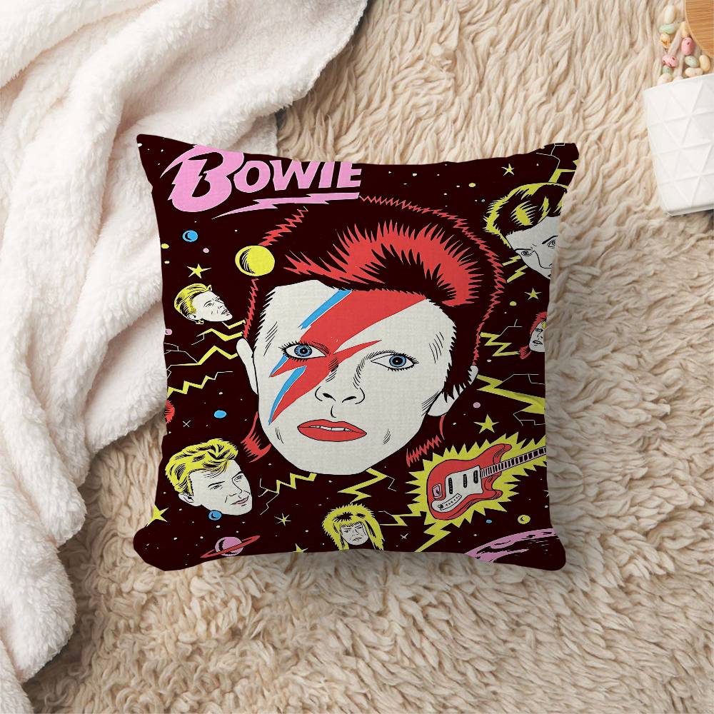 Housse de coussin Décorative Oreiller Canapé Décoration Maison Étui Housse d'oreiller Rétro Chanteur D-David B-Bowie