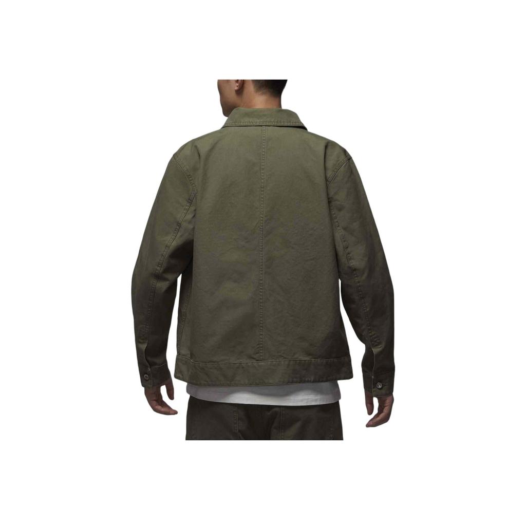 Jordan Tatum Chicago Solid Color Polo Comfortable Long Sleeve Jacket Men Jacket Olive-Green HM3881-222