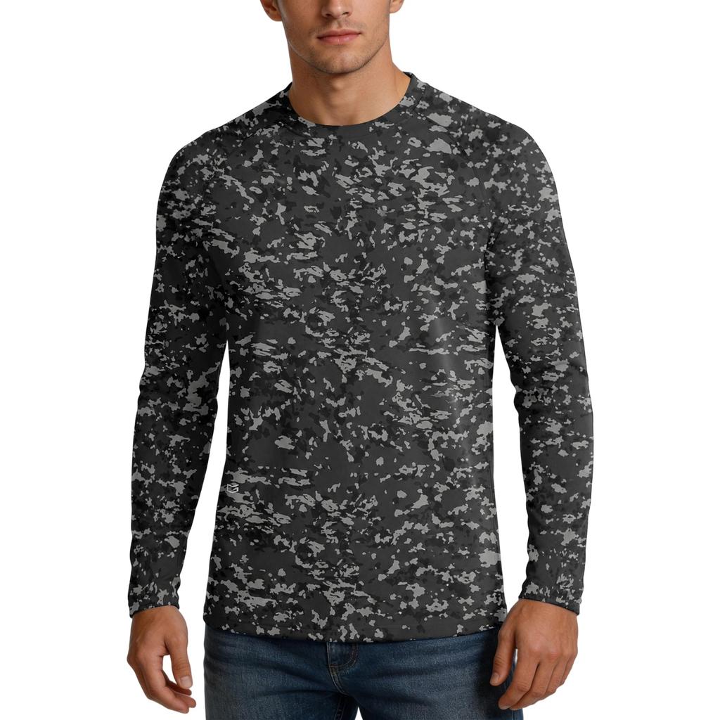 Men's UPF50+ Sun Protection Shirt Long Sleeve Outdoor Stretch Athletic Top Lightweight Quick Dry UV Resistant