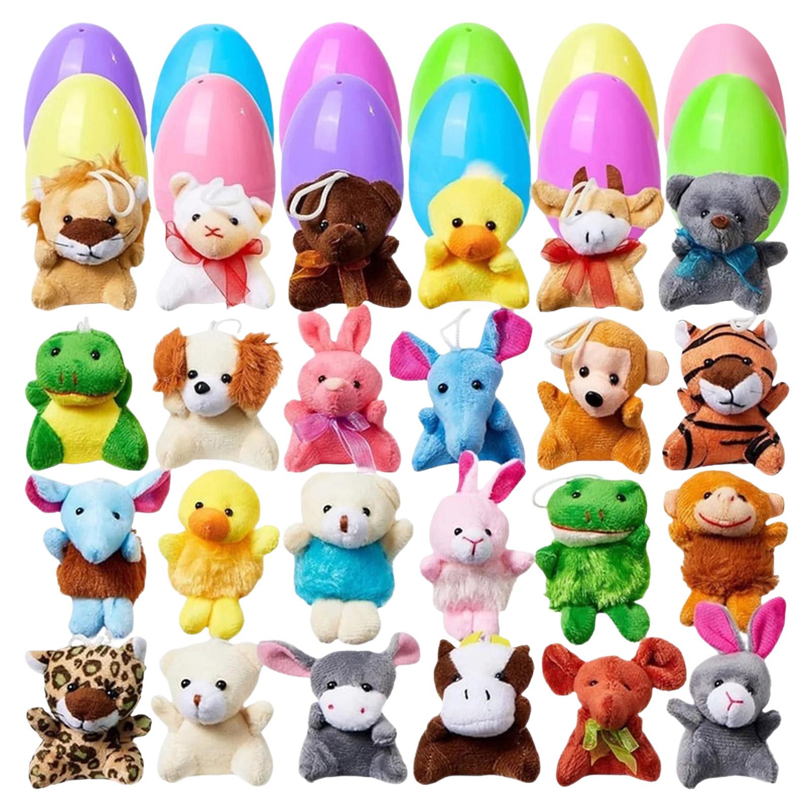 24pcs Easter Egg Squeezable Bunny, Stress-Relieving Beaded Surprise Open-End Egg Stuffed Toy