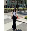 South korea Dongdaemun Autumn Fashion Commuter New White High Waist Slim fit Fishtail Split Skirt Solid Long dress