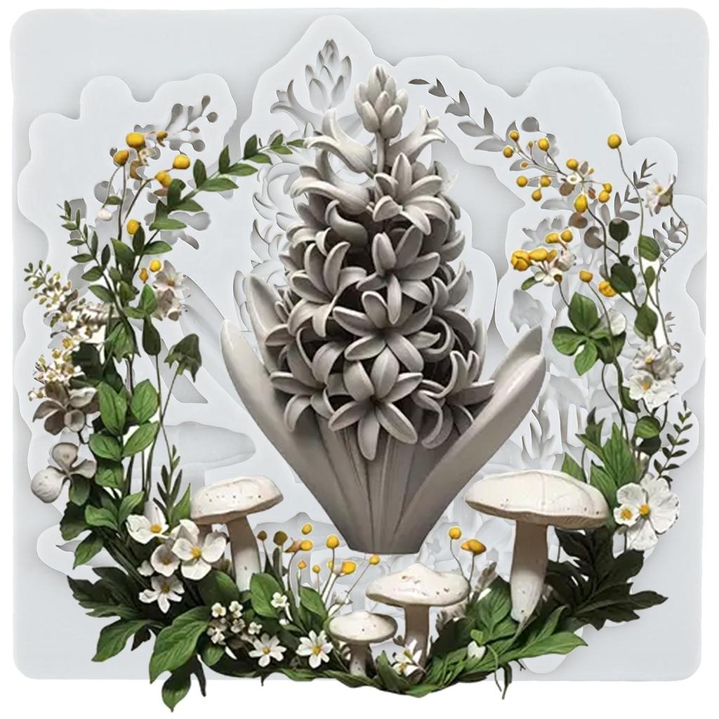 Flower Silicone Mold Flower Wreath Mushroom Peony Flower Fondant Molds Cake Decorating Tools Cupcake Topper Candy Resin Clay Chocolate Gumpaste Mold