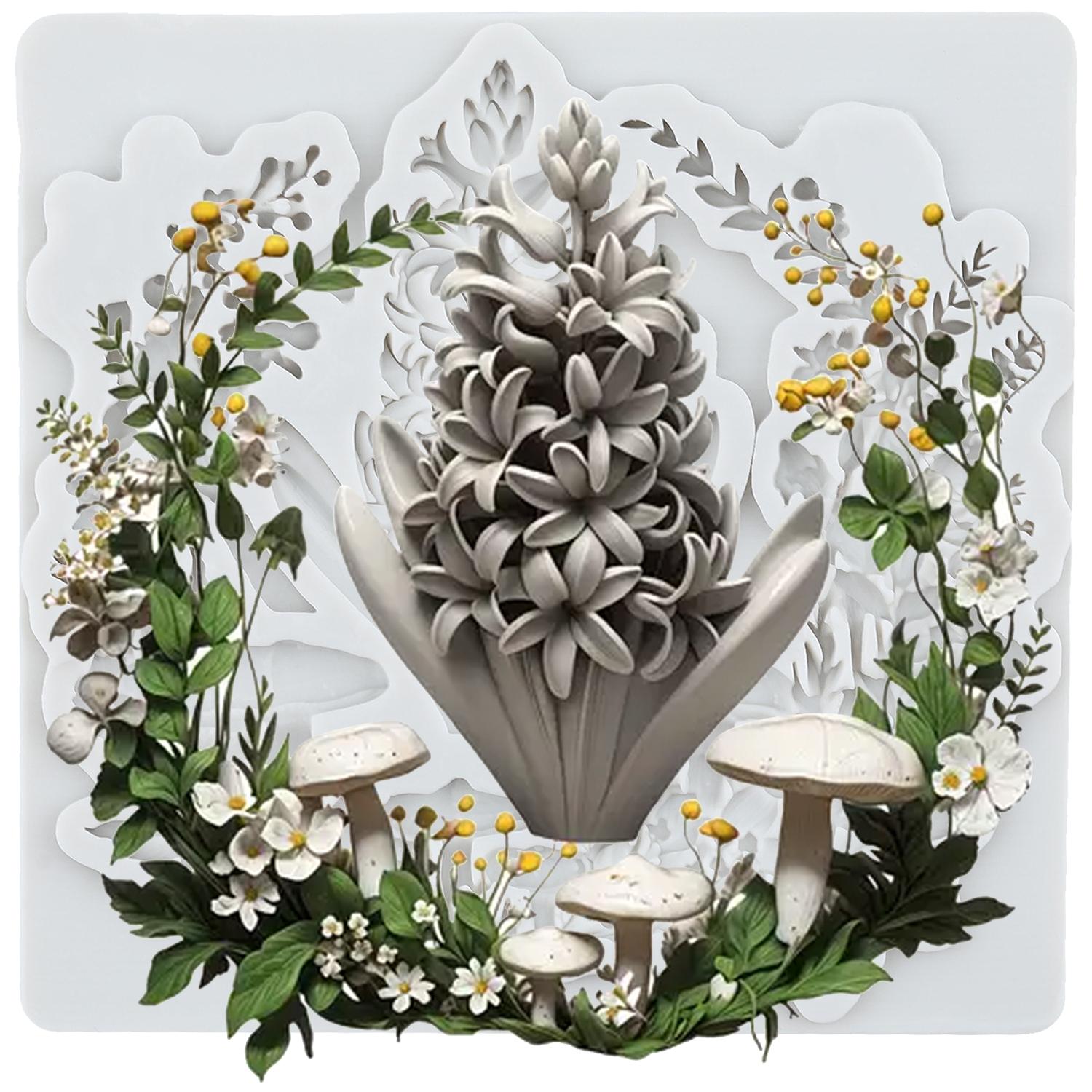 

Flower Silicone Mold Flower Wreath Mushroom Peony Flower Fondant Molds Cake Decorating Tools Cupcake Topper Candy Resin Clay Chocolate Gumpaste Mold сірий колір
