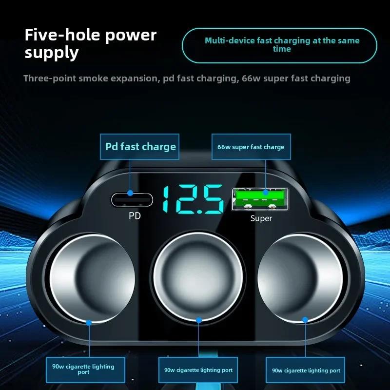 96-141W Car USB Type C PD QC3.0 Super Fast Charger 12V-24V Vehicle Cigarette Lighter Multiple Ports Universal Charging Adapter