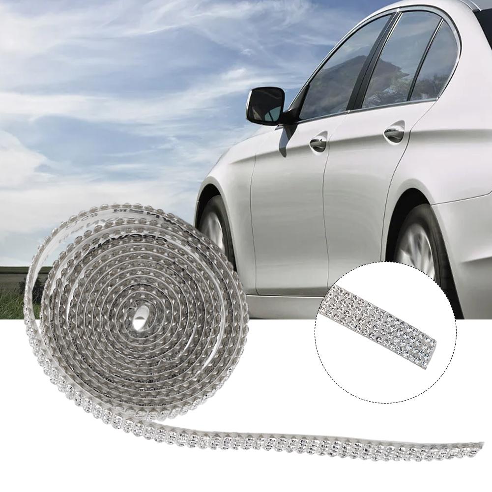90cm Silver White Car Clothing Decor Rhinestone Decorative Stickers