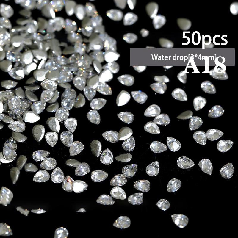 50 sztuk Białe Błyszczące Małe Rozmiary Charmsy do Paznokci Zirconowe Dekoracje Super Błyszczące Oczko Konia Kwadratowe Szpic na Dole Gołe Cyrkonowe Diamenty