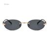 Trendy Rimless Oval Sunglasses Stylish Gradient Lens Outdoor Shades Luxury  Frameless Small Black Vintage Sun Glasses