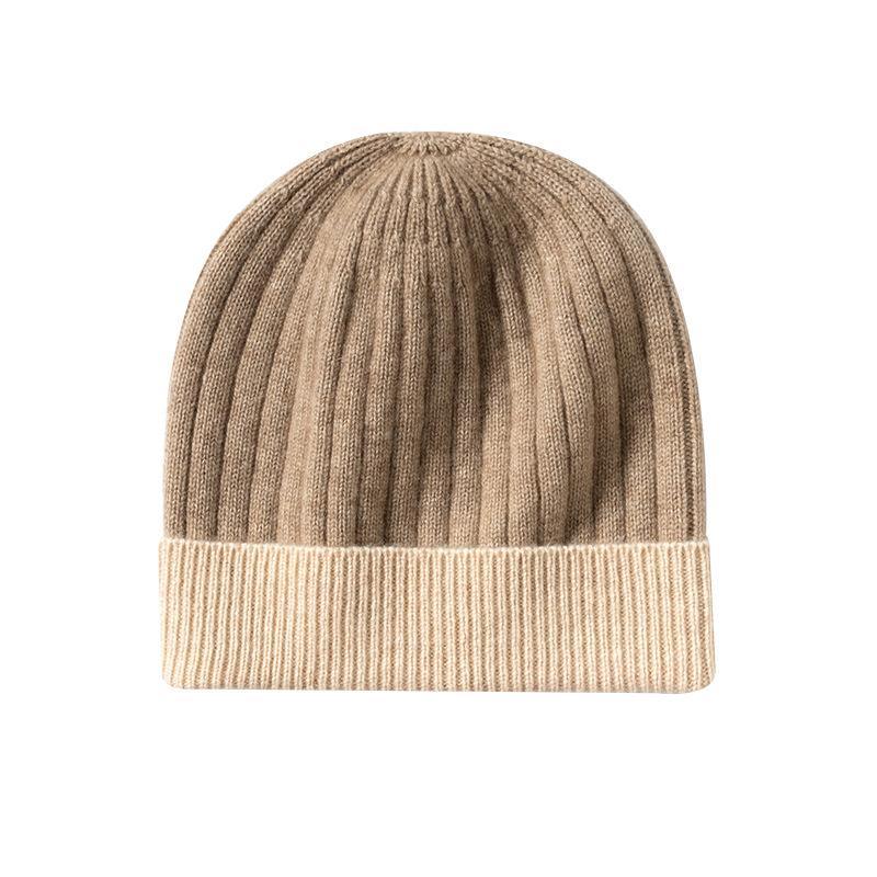Cashmere Autumn and Winter New Style Women's High End Knitted Warm Color Matching Pit Strip Ear Protection Knitted Casual Toe Cap