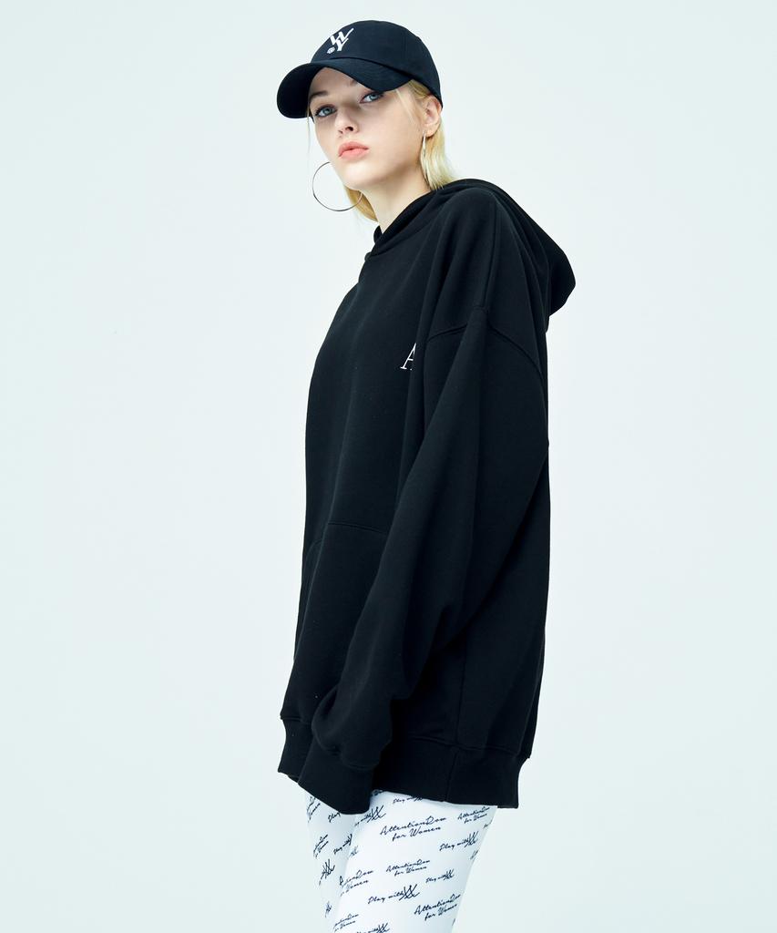 ATTENTIONROW FOR WOMEN Initial Logo Embroidered Ball Cap (Black)