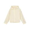 Solid Color Woven Comfortable Versatile Sports Hooded Long Sleeve Jacket Women Jackets Bleached-Sand L324W015-046L