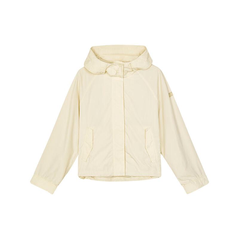 Skechers Solid Color Woven Comfortable Versatile Sports Hooded Long Sleeve Jacket Women jackets Bleached-Sand L324W015-046L M