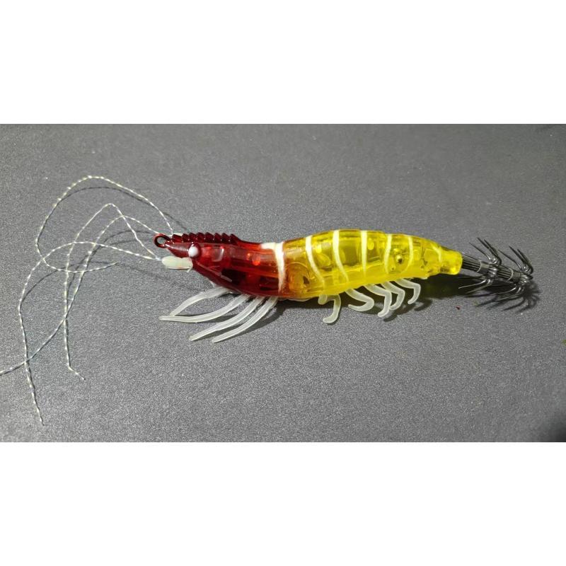1PCS Glow Horizontal Egi Set 8cm Realistic Shrimp Fishing Lure Luminous Squid Catching Bait for Sea Anglers