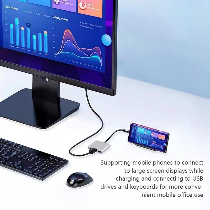 USB-C To HDMI 3 In 1 Cable Converter For Samsung Huawei iPad Mac USB 3.0 USB C To HDMI Male To Female 4K USB 3.0 Adapter Cable