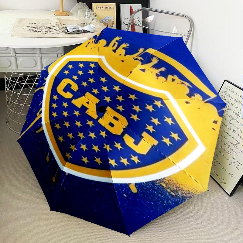 1 Stück Boca Fußballverein Bedruckter Regenschirm Faltregenschirm, Automatischer Regenschirm 8-Rippen für Reisen, Camping Fan Geschenke Weihnachtsgeschenke