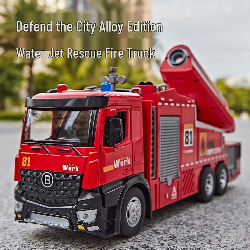 Large Alloy Turbojet Fire Truck Toy with Water Spray for Boys Aged 3 to 6