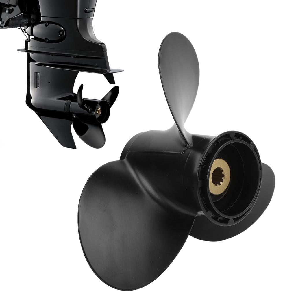3 Blades Boat Motor Propeller 10 Splines Teeth Right Rotation 10in Pitch Replacement for SUZUKI 8‑20HP Outboard Engines