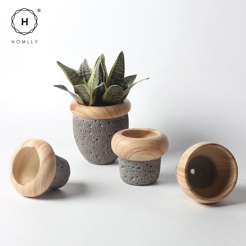 Homlly Nordic Cement Bonsai Green Flower Pot (Different Shapes)  ( X3PCS)