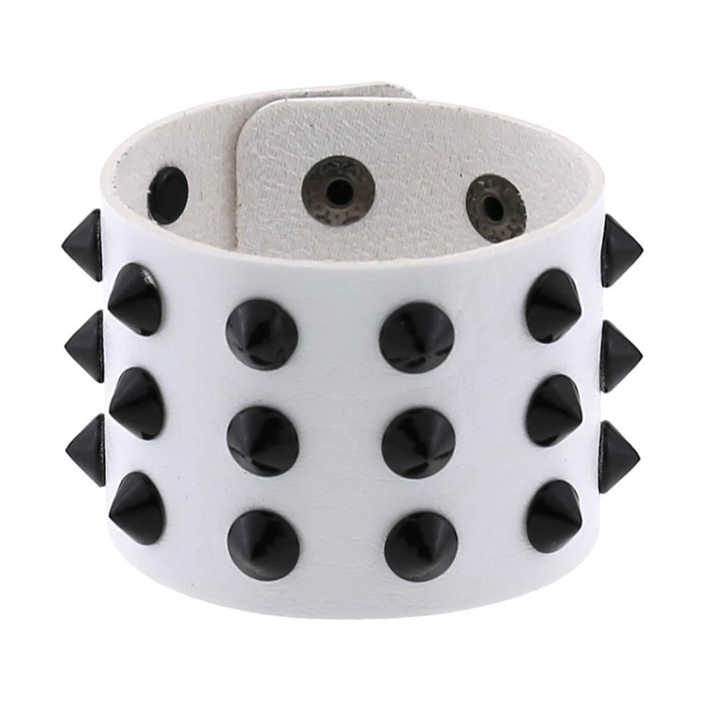 Gothic Punk Hip Hop Rock Spike Rivet Stud PU Leather Wristband Bracelet Bangle