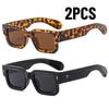 2PCS New Men's Personality Minimalist Style Sunglasses Fashion Cool Retro Rectangle Glasses  Femino UV400