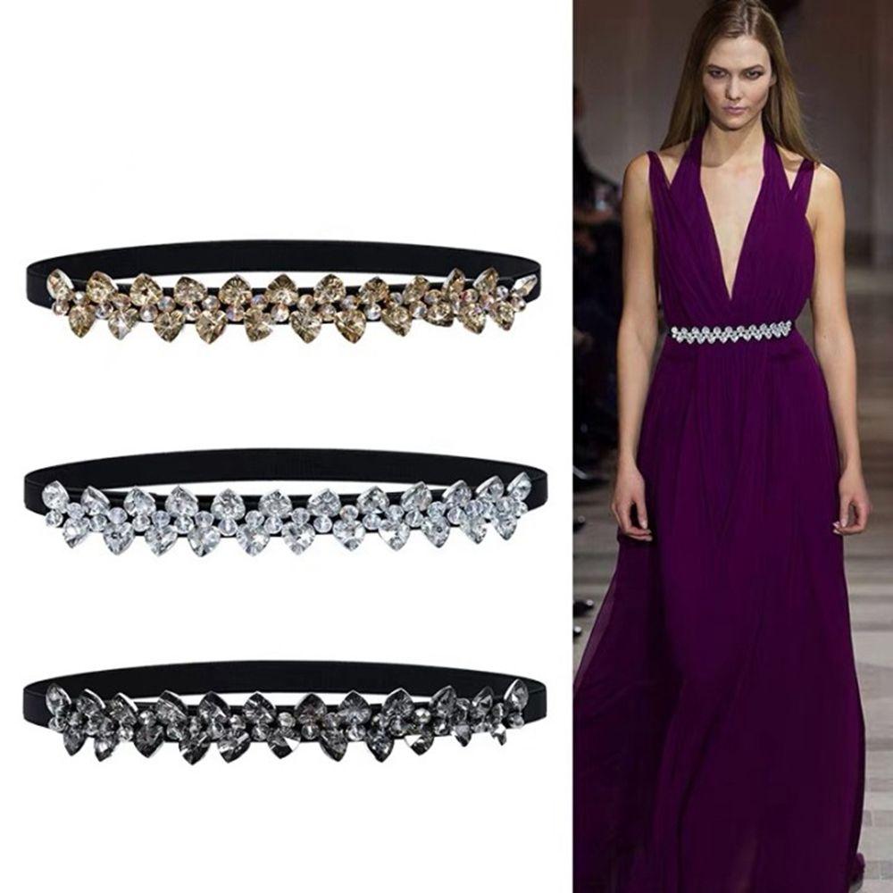 Rhinestone All-match Elastic Cummerbunds Waist Corset Belts Women Waist Belt Crystal Elastic Belt