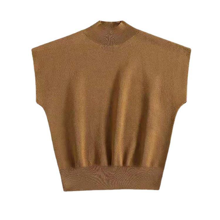 Women's Bat Sleeve Knitted Half Turtleneck Loose Top - 2023 Short Design
