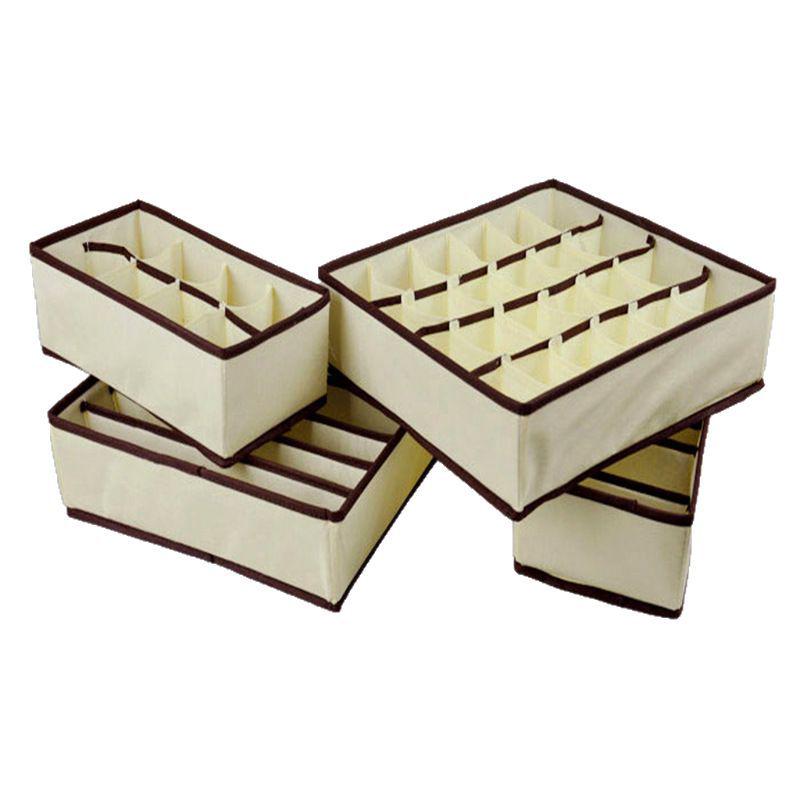 Foldable Underwear Storage Box Set - Four-Piece Wardrobe Organizer