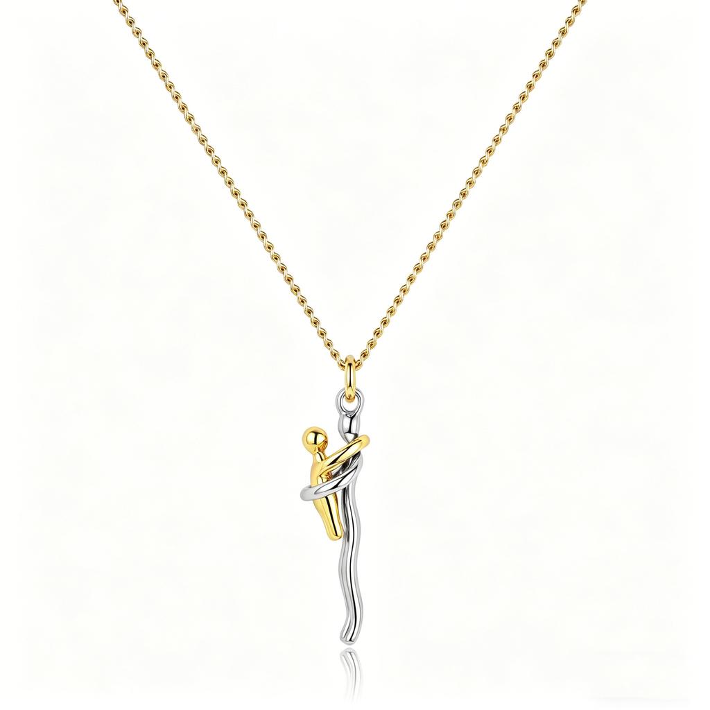 Nouveau Collier Pendentif Étreinte, Bijoux Design Embrassade Mode, Cadeau Souvenir Émotionnel pour la Fête des Mères