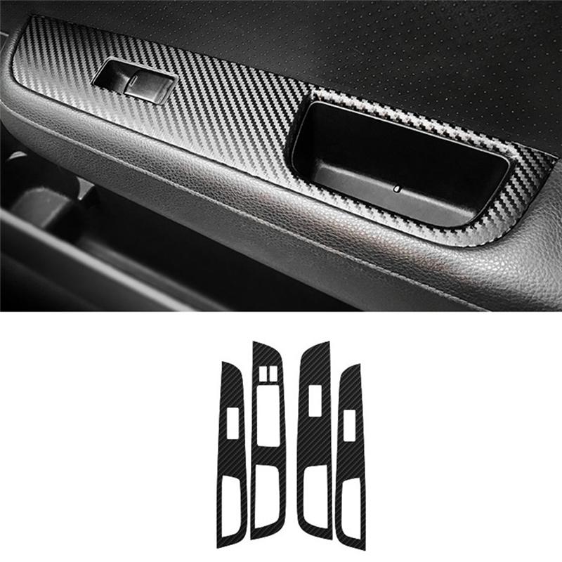 Car Carbon Decal Car Window Lift Button Switch Panel Stickers For Nissan TIIDA 2005-2010 Accessories-A87Q