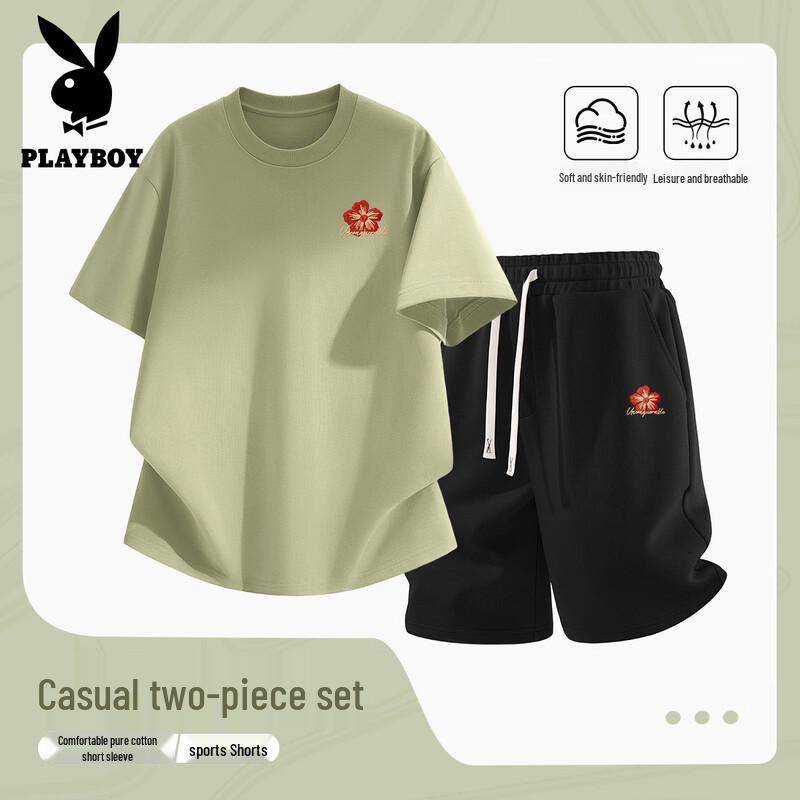 Playboy Men s 2026 Summer Cotton T-Shirt & Shorts Sport Set 2XL