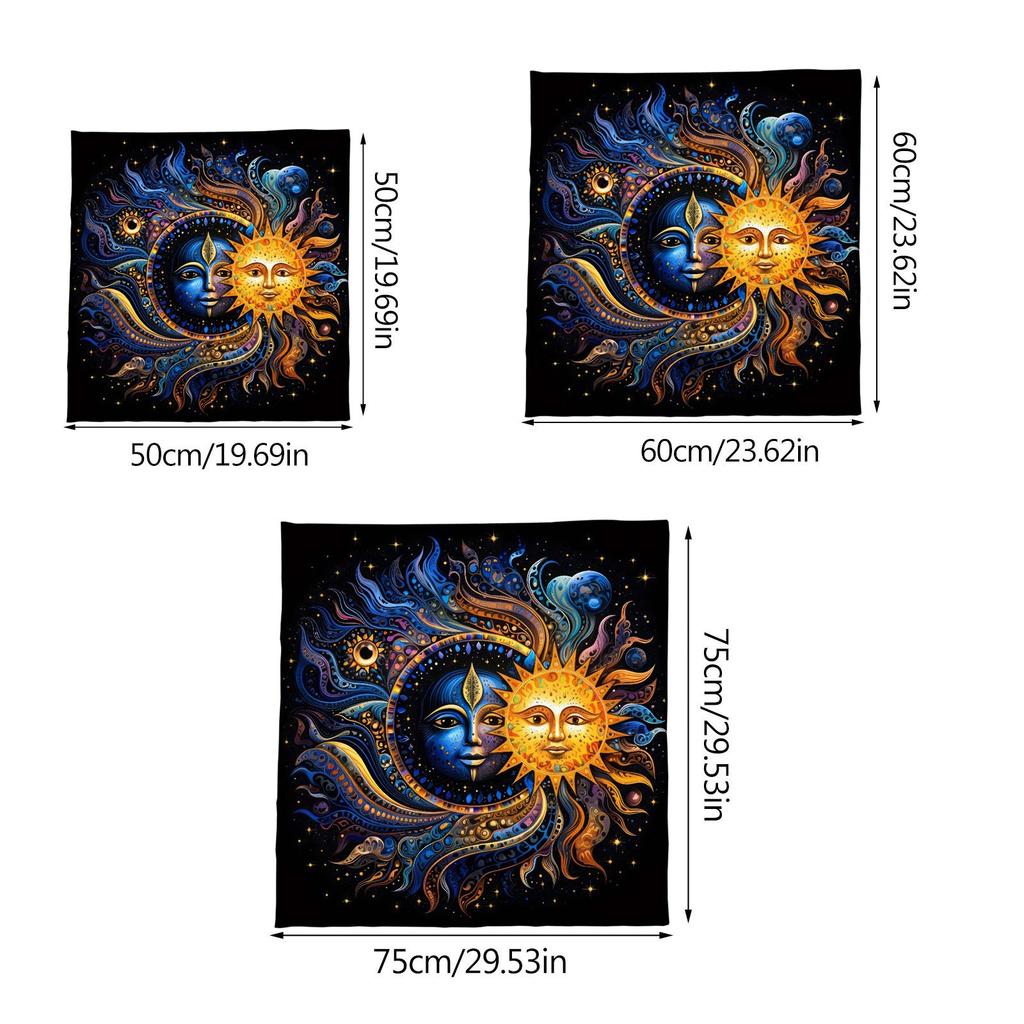 Tarot Card Tablecloth Altars Cloth Sun and Moon Astrologys Tablecloth Divinations Card Mat Tapestry Wall Decoration