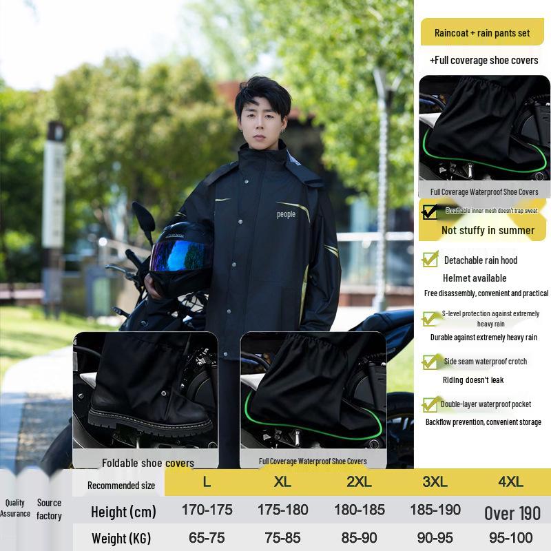 Men's Motorcycle Rain Suit - Heavy-Duty, Split-Type Full Body Outerwear for Riders