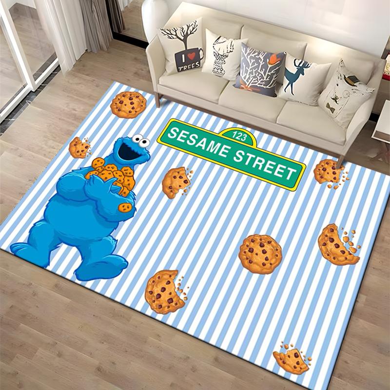 15 Sizes S-Sesame S-Street Theme Carpet Rug for Living Rooms Bedroom Entrance Door Decor Mat, Kids' Play Non-slip Mat Great Gift