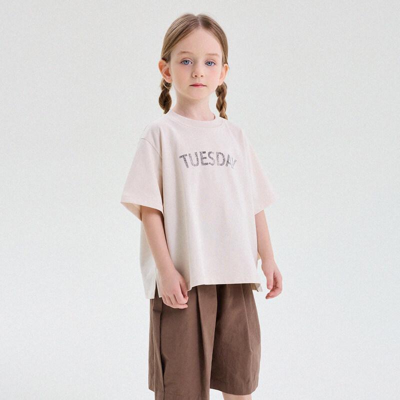 Girl s Pure Cotton Letter Print Short Sleeve T-Shirt 110