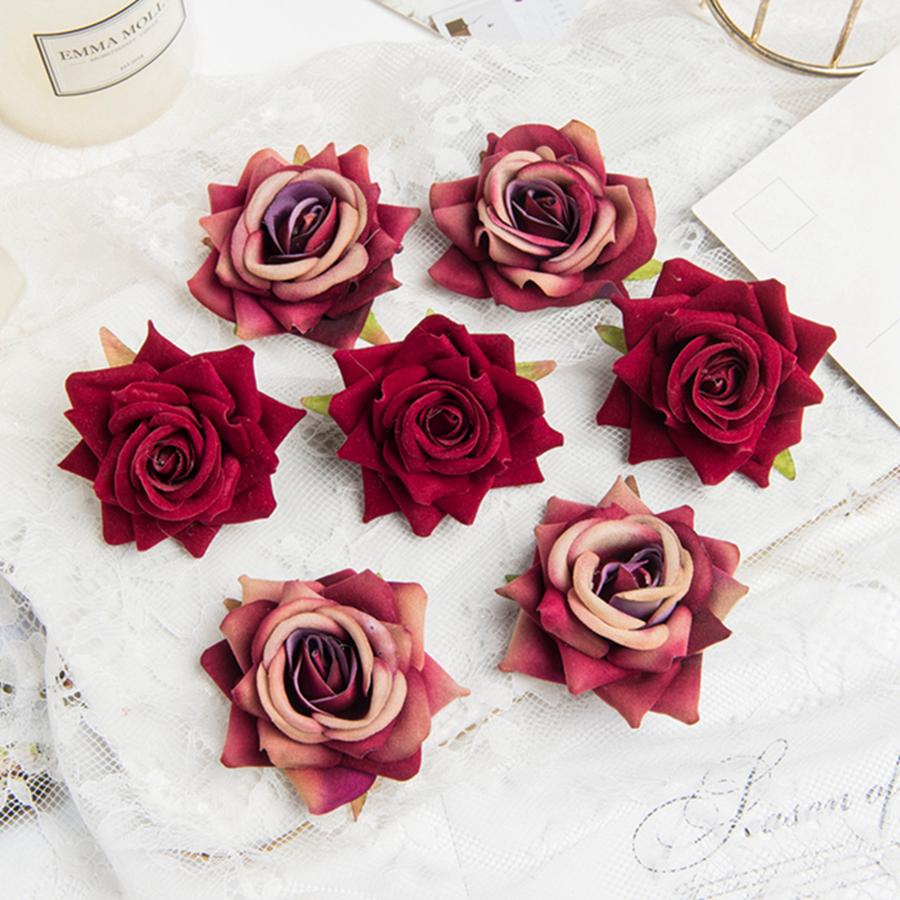 50/100Pcs Artificial Flower Wedding Decor Christmas Wreath Silk Rose Diy Home Vase Outdoor Garden Wall Diy Gift Candy Scrapbook