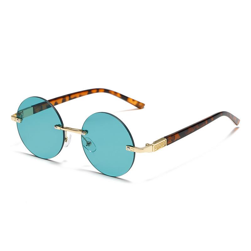 Fashion Classic Rimless Sunglasses Women Men Crystal Dark Green Lens Sun Glasses Retro Round Glasses Outdoor Driving Eyeglasses