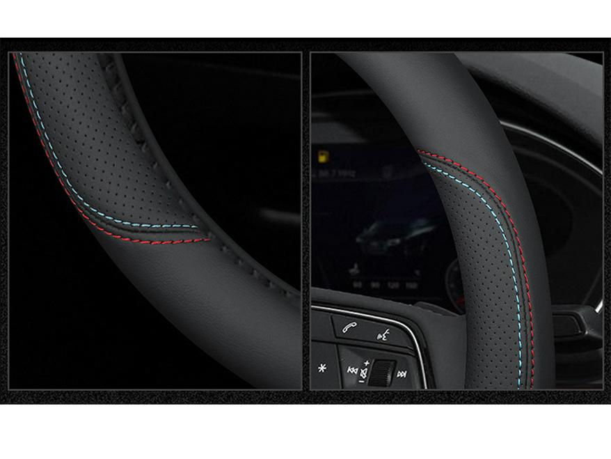 Premium Leather Steering Wheel Cover for Volvo XC40, XC60, XC90, S60, S90 - All Seasons