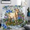 Flower Border Goat Hedgehog Print Flannel Blanket High Quality Comfortable for All Seasons Home Decor Warmth and Comfort Perfect for Christmas Gifts