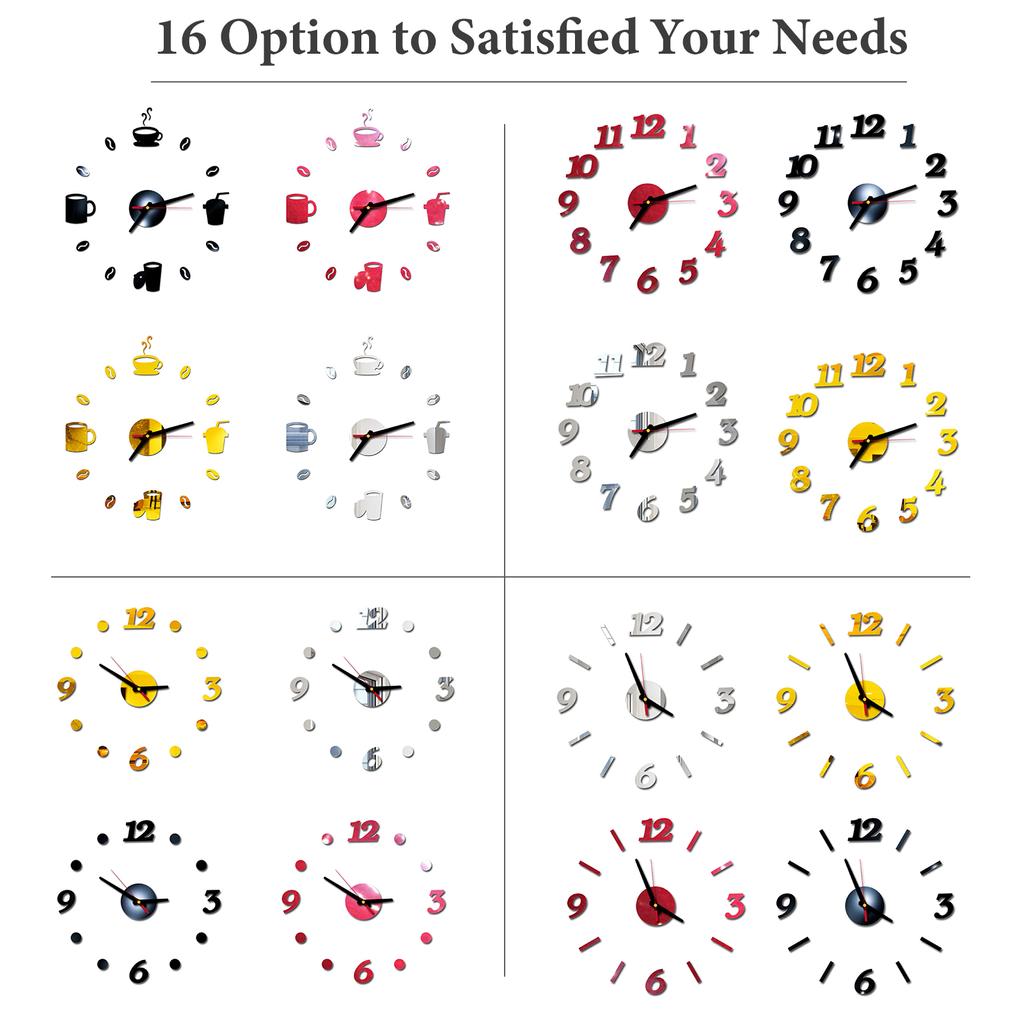 DIY Veggklokke Rammeløse Mute Wall Stickers 40 Diameter Modern Design Sticker for Living Room Home