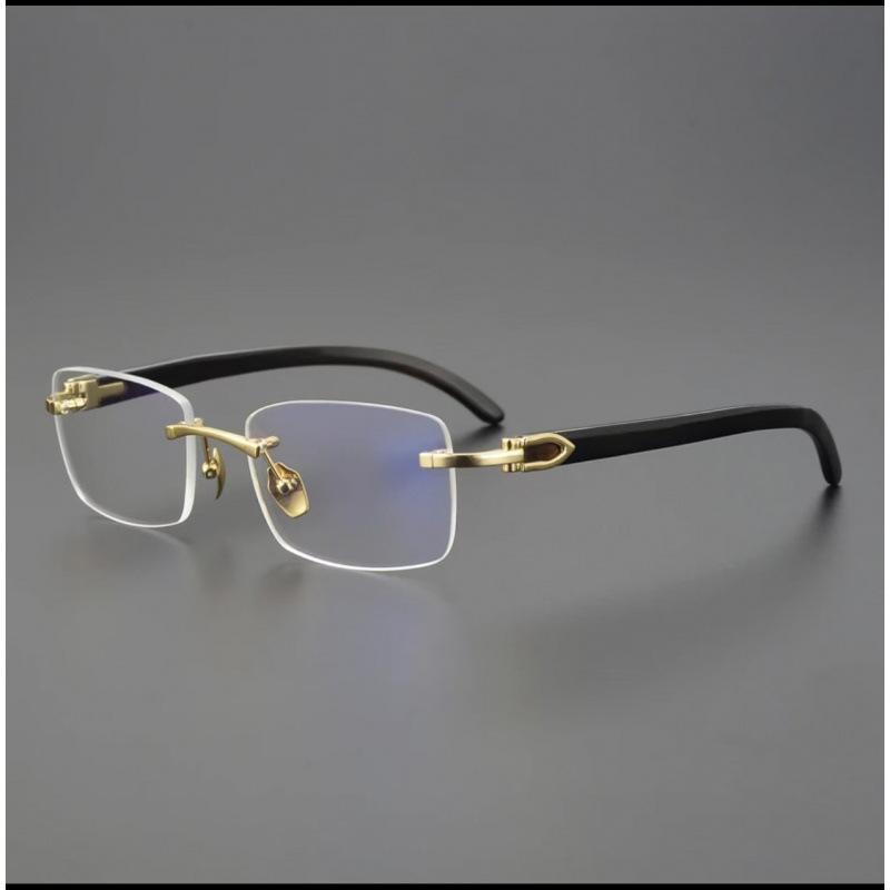 Luxury Rimless Plain Glasses for Men Woman | Non Prescription Rectangular Frameless Flat Lens Eyeglasses