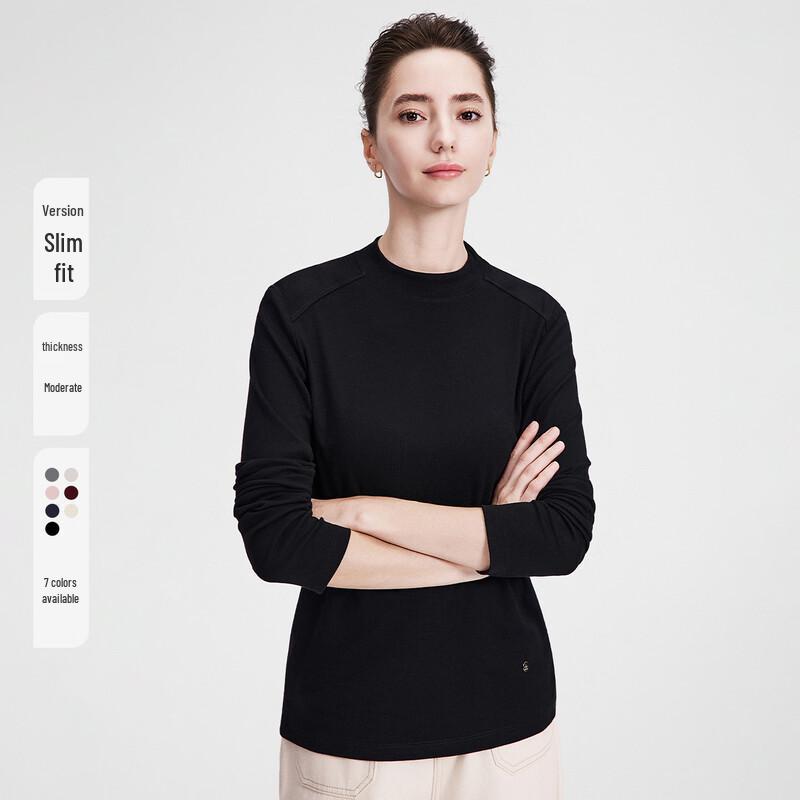 Navigare Women's Mock Neck Slim Fit Long Sleeve T-Shirt