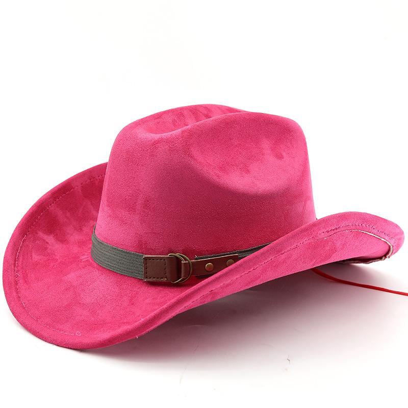 Retro Style Suede Western Cowboy Hat Woolen Jazz Top Hat Men and Women's Ethnic Style Autumn and Winter Felt Hat Big Eaves Hat