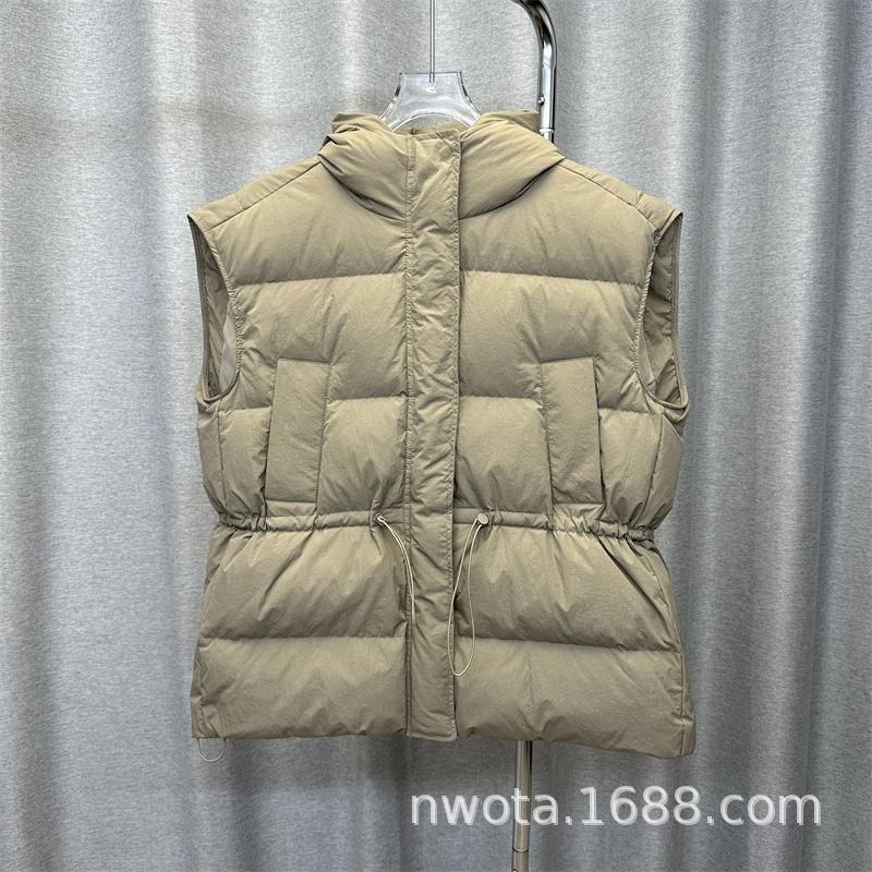 waist thickened down vest women's new winter loose hooded short thin vest large size vest tide