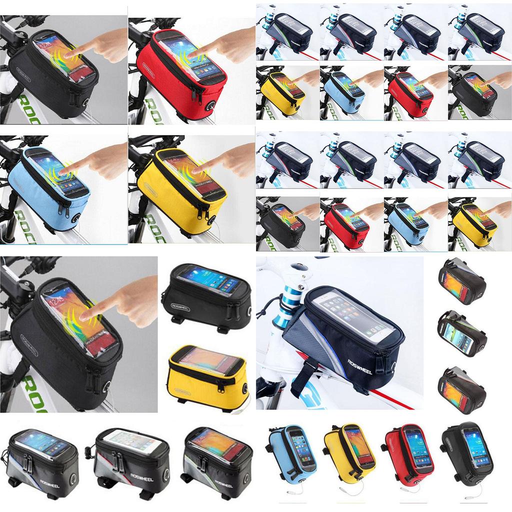 Durable Waterproof Cycling Bike Frame Pannier Bag With Touch Screen Phone Holder