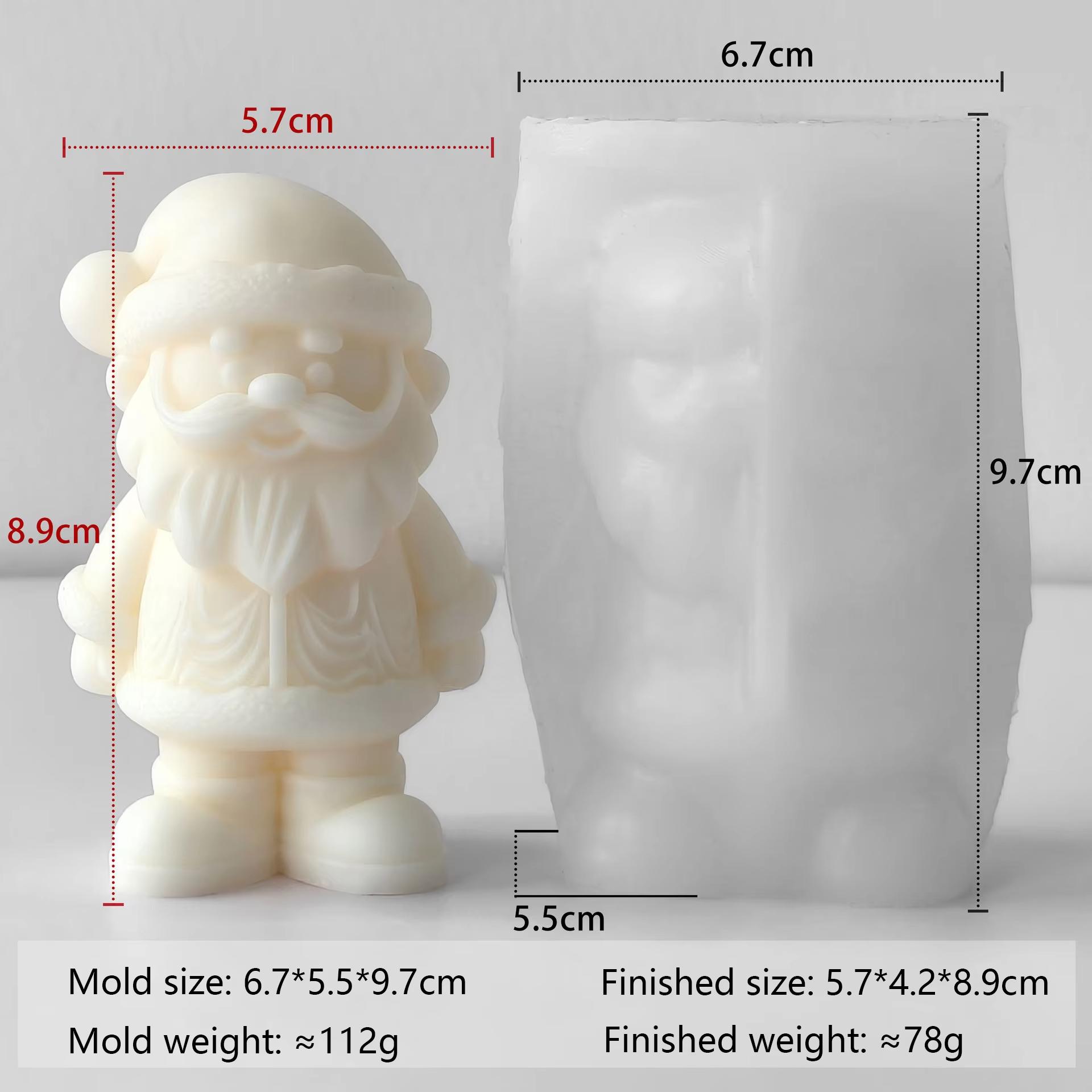 

Santa Claus Candle Silicone Mold Christmas Decoration Ornament Resin Mold DIY Craft Handmade Soap Candle Making Xmas Decor Gift белый