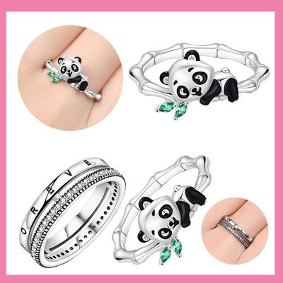 Copper Authentic FOREVER Eternal Panda Ring Womens Anniversary Gift Engagement Rings for Women Mens Jewellery High Quality