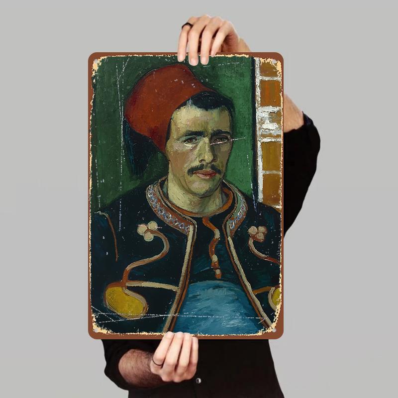 

Van Gogh Style Portrait Iron Painting Retro Art Home Decor Wall Hanging for Living Room 7.9x11.8In(20x30cm)