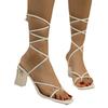 New Summer Large Size Ankle Strap High Heel Sandals Women's Thick Heel Square Toe Comfortable Elegant Light Luxury