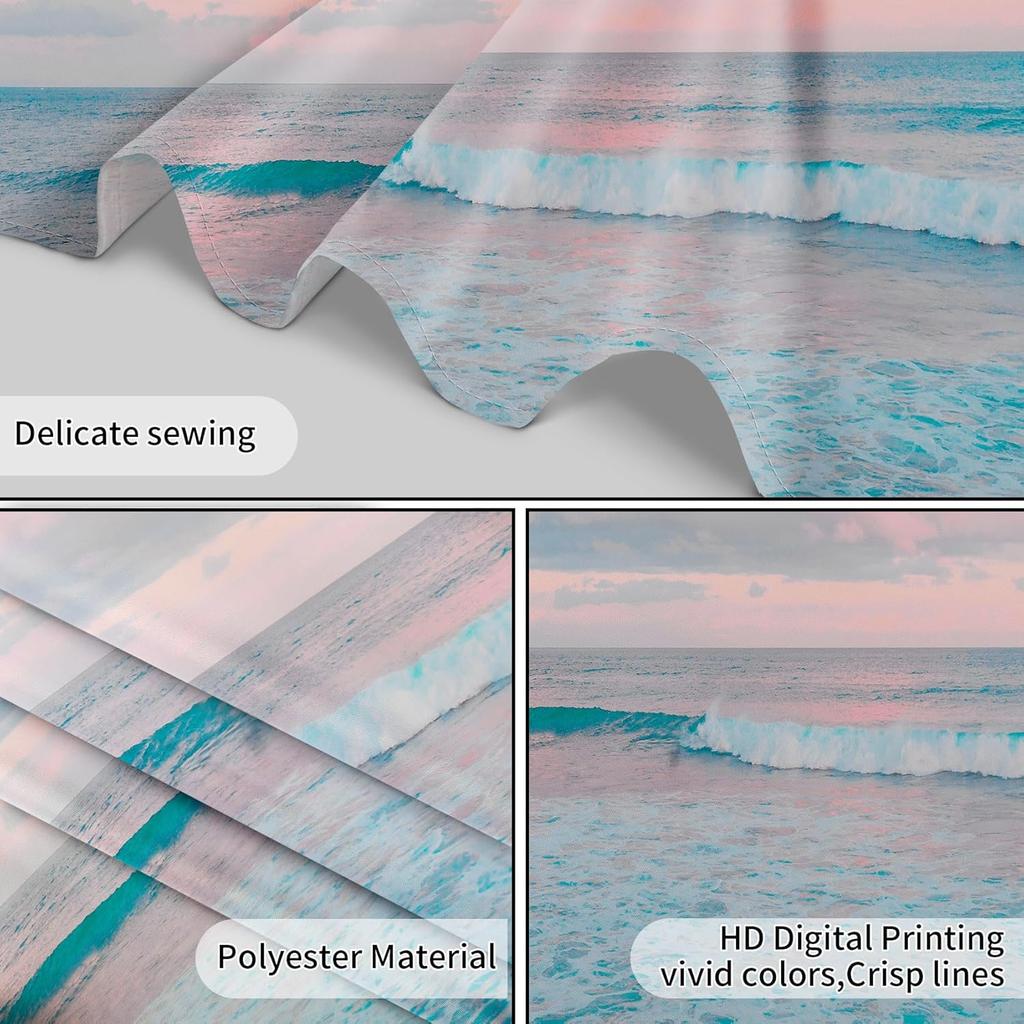 LB Ocean Pink Sky Tapestry, Teal Sea Ocean with Pink Cloud Wall Tapestry for Bedroom, Pastel Nature Landscape Wall Hanging Tapestry Wall Art for