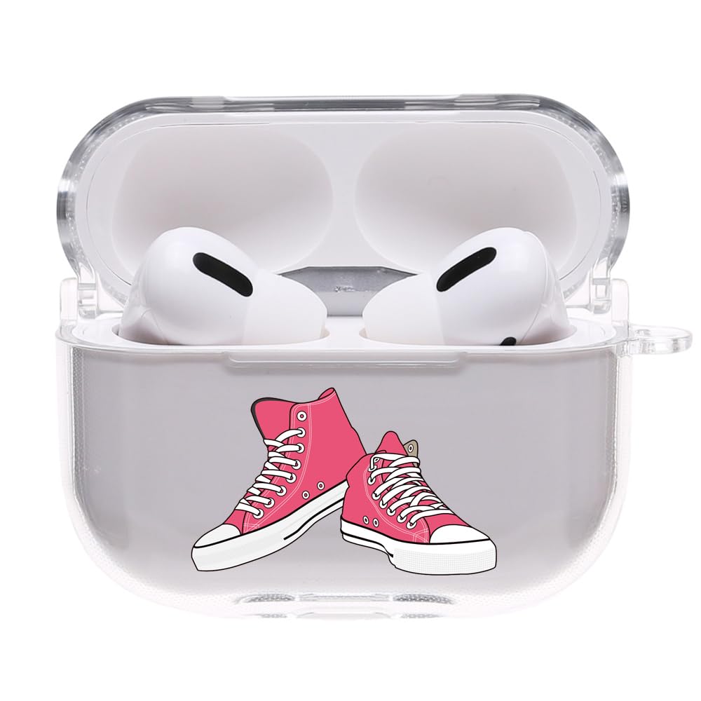 ONLYOU AirPods Pro 2 Stylish Korean Cute PC Canvas Sneaker Shoe Transparent Earphone Cover for and Adults Pro Fuchsia Case, Design, Design, Women,